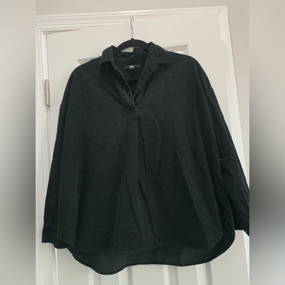 Oversized Uniqlo Black Corduroy Blouse - Picture 2 of 2